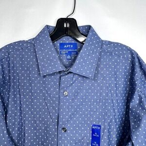 Apt.9 Blue Diamond Print Button Up Mens Large Premier Flex Slim Fit NWT